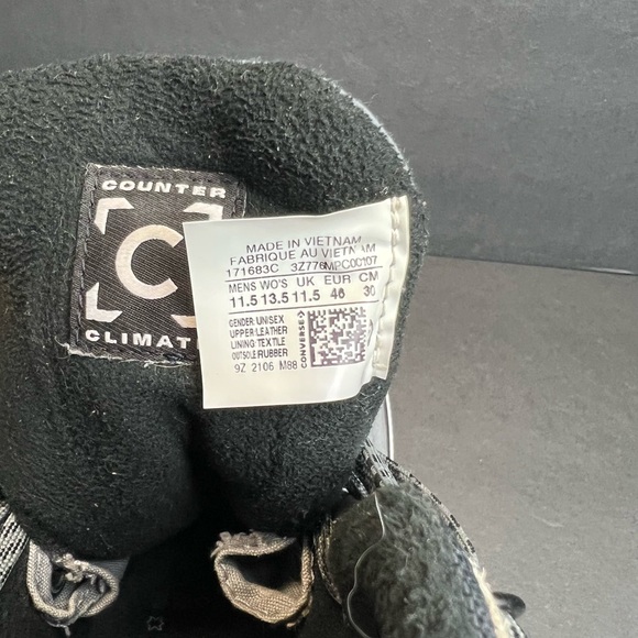 Converse  Chuck Taylor II Counter Climate Waterproof Men’s Us Size 11.5 Grey Blk - Picture 6 of 10